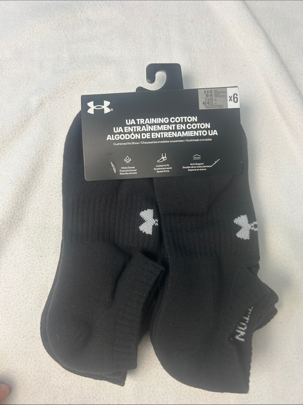 Under Armour Black No-Show Training Cotton Socks - 6 Pack